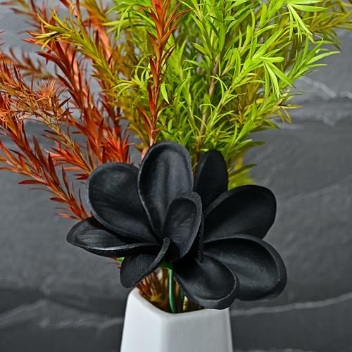 Birthday Gifts for Women 10pcs Black Flowers PU Real Touch Flowers Hawaiian Plumeria Frangipani Artificial Flowers for DIY Birthday Gifts Wedding Gifts Home Decor Table Centerpiece - color: 822, size: 10pcs