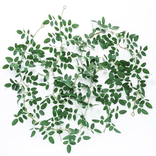 Mizii 2 Strands Artificial Vines Garland 68" Fake Vine with Small Green Leaves Silk Rose Leaf Faux Hanging Plants Greenery Decorations for Bedroom Room Table Centerpieces Wedding Decor (Rose Leaves) - color: Rose Leaves