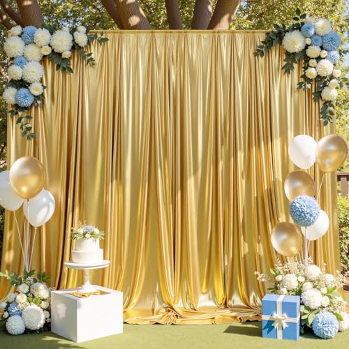 40ft x 10ft Gold Sequin Backdrop Curtain for Parties, Wrinkle Free Thick Glitter Photo Backdrop Drapes 8 Panels 5x10FT Back Drop Cloth Shiny Fabric for Wedding Birthday Photography Background - color: Gold, size: 5'W×10'H _8 Panels