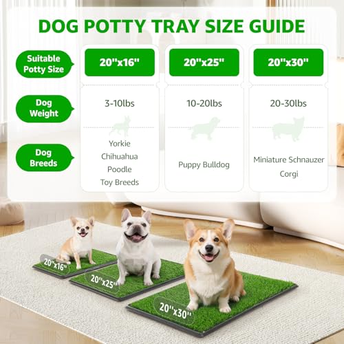 Portable Dog Grass Pad with Tray 20''x30'': Dog Litter Box with Artificial Grass Patch Bathroom Mat & Washable Pee Pad for Puppy Potty Training, Pet Loo Indoor Outdoor Use for Patio Balcony Apartment - size: 20"x30"（Potty System)