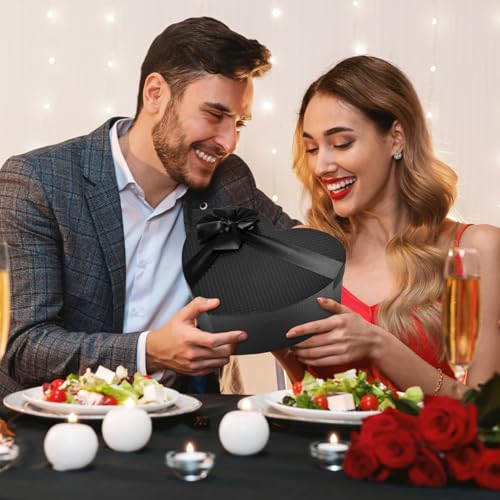 Cabilock Large Black Heart Shaped Box with Lid Luxury Flower Boxes for Arrangements Empty Heart Present Box for Proposals, Weddings Valentine's Day & Mother's Day 10.6" Premium Cardboard Presenta