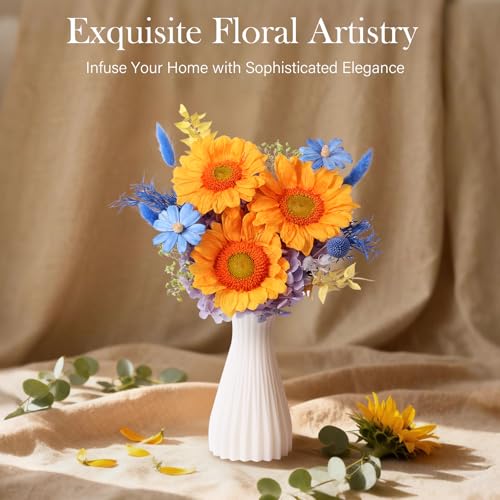 Forever Flowers for Delivery - Preserved Sunflowers Bouquet, Green Sunflowers that Last 3 Years, Eternal Flowers Bouquet, for Mom Grandma Wife, Anniversary Birthday Gifts for Women - color: Sunflower Blue