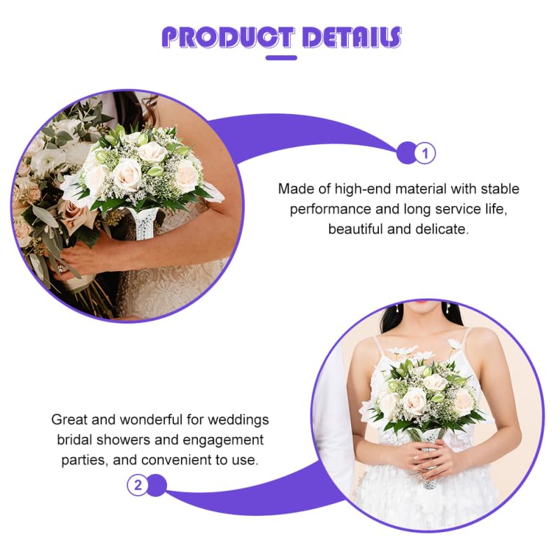 NUOBESTY Bridal Bouquet Holders 2-Pack 9.05X9.05X8.26 Inch Floral Foam Handles for Wedding DIY Artificial Flower Arrangements with Lace Design
