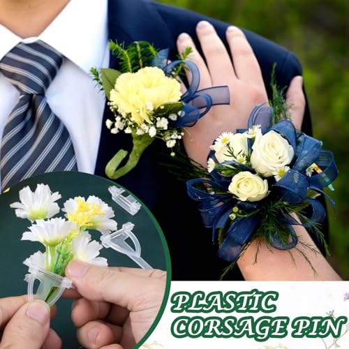 Boutonniere Safety Pins, Plastic Corsage Pins Safety Clips for Bride Groom, Tiny Boutonniere Brooch Supplies - color: Clear-20pcs