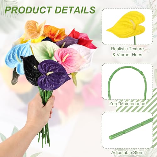 uxcell 4Pcs 11inch Artificial Anthurium Lily Flowers, Permanent Flower Bouquet for Home Arrangements Wedding Festival Decoration Crafts Store Decor Accessories, Yellow - color: Yellow