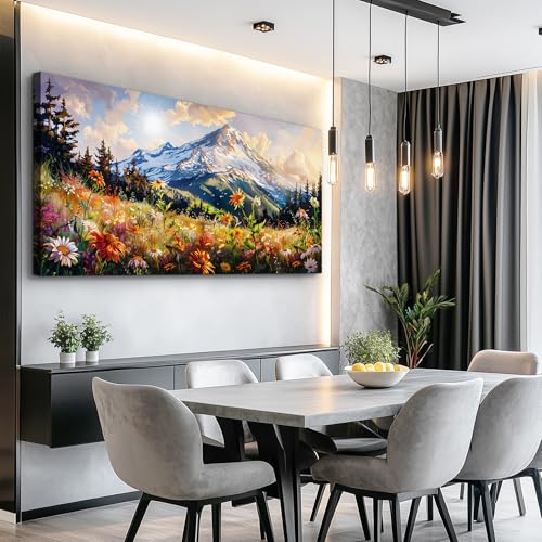 FUHAIHUA Canvas Wall Art For Living Room Framed Wall Decor For Bedroom Modern Office Wall Decoration Mountain Flower Landscape Paintings Farmhouse Pictures Artwork Aesthetic Home Decor 20x40 In - color: Mountain Flower, size: 40"L x 20"W