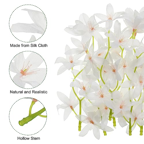 PATIKIL 7 Inch Artificial Orchid Flower, 24 Pcs Floating Candles Simulation Flower Cylinder Vase Fillers for Home Wedding Decoration, White - color: White