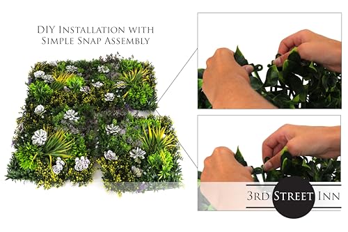 3rd Street Inn Artificial Greenery Wall Panels for Privacy - 4-Pack - color: Coastal Haven Succulent Mix