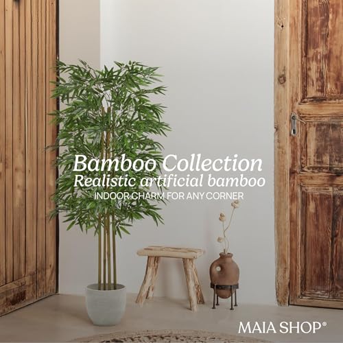 Maia Shop 5ft Artificial Bamboo Tree Plant for House, Apartment or Office – Realistic Fake Indoor Plants for Living Room, Bedroom, Bathroom, Entryway or Patio – Faux Greenery for Home Décor - color: Bamboo, size: 5ft