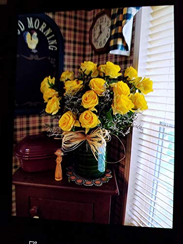12 PCS Artificial Flowers Roses Silk Flowers Fake Long Stem Artificial Roses for Home Wedding Decorations (Yellow) - color: Yellow