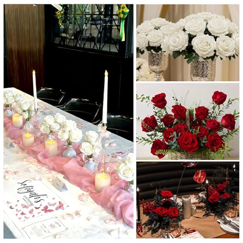 30 Pcs Wine red Roses Artificial Flowers,Artificial Roses in Bulk,DIY Wedding Bouquets,Wedding Ornaments Valentine's Day Party Decorations A Rose symbolizes Love (Wine red, 30 pcs) - color: Wine Red, size: 30 pcs