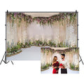 AOFOTO 8x6ft Wedding Backdrop Romance Archway Bridal Shower Flowers Wall Curtain Cradle Ceremony Banner Background for Photography Vinyl Anniversary Birthday Party Decoration Photoshoot Studio Props - size: 8x6ft