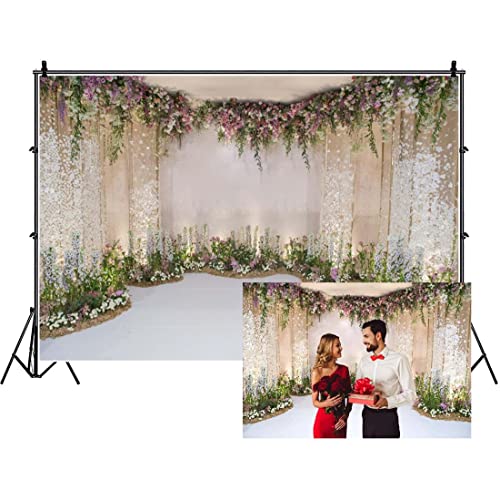 AOFOTO 8x6ft Wedding Backdrop Romance Archway Bridal Shower Flowers Wall Curtain Cradle Ceremony Banner Background for Photography Vinyl Anniversary Birthday Party Decoration Photoshoot Studio Props - size: 8x6ft