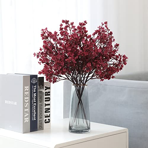 Hananona 10 Pcs Babys Breath Artificial Gypsophila Flowers Halloween Fake Silk Flowers for Home Decor Floral Arrangement Table Centerpieces (10, Burgundy) - color: Burgundy