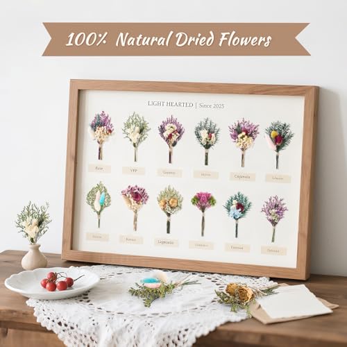 12/24 PCS Charming Dried Flowers Bouquet for Vase Various Dried Wildflowers with Stems Mini Handmade Wildflowers Natural Real Flowers Bulk Flowers Craft (Romantic Colour, 12 PCS) - color: Romantic Colour