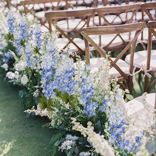 6PCS Blue Delphinium Artificial Flowers 33" Larkspur Silk Flowers for Tall Vase Long Stem Fake Blue Flowers for Wedding Centerpieces Faux Flowers for Home Decor Indoor (Blue) - color: Blue