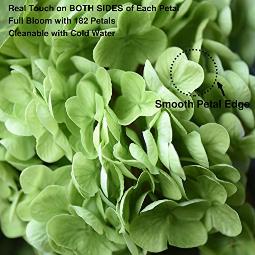 FiveSeasonStuff Real Touch Silk Hydrangea Flowers, 2 Large Long Stem Artificial Flowers for Floral Arrangements (Paris Green) - color: Paris Green (2 Stems)