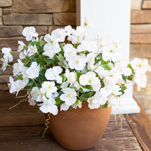 Hoppwodd Hibiscus Artificial Flowers for Outdoors Spring Decoration, 6 Bundles Faux Silk Flowers UV Resistant Look Real Artificial Tropical Flower Fake Plants for Outside Planter Porch Patio, White - color: White