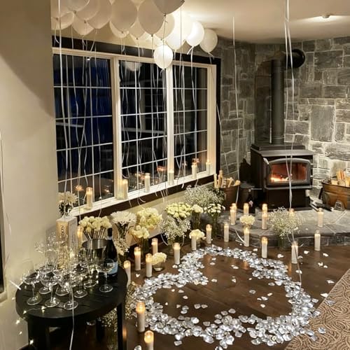 Grever 1000 Pieces Artificial Silver Silk Rose Petals Faux Flowers for Wedding Valentines Proposal Anniversary New Year and Romantic Party Decoration (Silver) - color: Silver