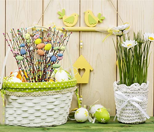 41 Pcs Artificial Easter Spray Vine with Pastel Easte Eggs and Decorative Berries Spring Floral Stems-Easte Egg Twig Branches for Easter Crafts Floral Arrangement Wreath Making Decoration