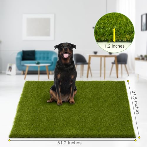 CooRug Fake Grass, 51 x 31 Inches Artificial Grass for Dogs, Realistic Turf for Indoor Outdoor Door Mat Balcony Patio Lawn Decoration - size: 51" x 31"
