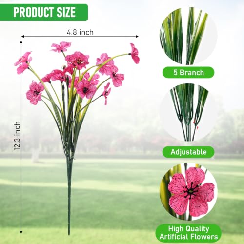 Powbrace 60 Pack Artificial Flowers Outdoor, Faux Silk Flowers for Outdoors Outside Front Porch Hanging Planter Window Box Garden Decoration(Mixed) - color: Multi-colour, size: 60 Bundles