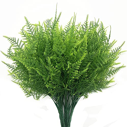 Artificial Plants, Plastic Shrubs Fern Grass Leaves Fake Bushes Outdoor Indoor Greenery Home Garden Décor Verandah Planting Filler Table Centerpieces Arrangements DIY Decoration 4 Pack - color: Fine Grass/ 4 Pcs