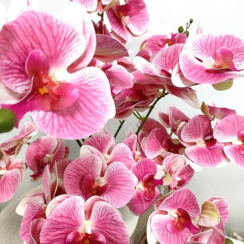 ATFL 10 Pack Pink Orchid Artificial Flowers Real Touch, 27'' Artificial Fake Faux Silk Orchid Stem Bouquets for Wedding Party Home Garden Decor,Orquideas Artificiales para Decora (excluding the vase) - color: Pink