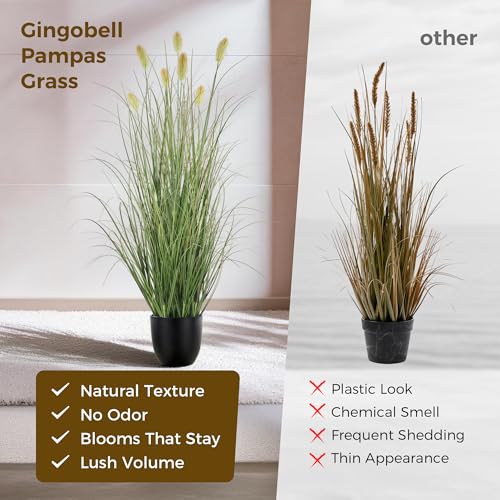 3FT / 4FT Extra Lush Artificial Plant (2pcs), Luxury Fake Tall Plants with Pot, Luxury Faux Tall Greenery with Dogtail for Garden Porch and Home Decor (Green, 4FT) - color: Green With Teasel, size: 4FT