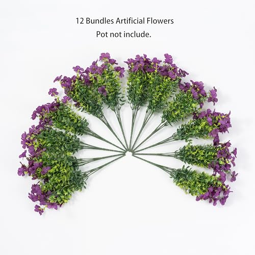 Artificial Flowers for Outdoor Indoor Garden Home Decoration, Faux Flower Daisy with Eucalyptus Leaves Fake Plants Greenery Boxwood Porch Patio, 12 Bundles - color: Red2