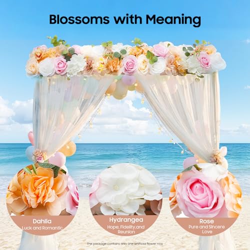 TFCFL Artificial Flower Wall Decor - 100cm Silk Flower Row with Flexible Mounting Rod, Ready to Hang for Balcony Garden Fence Wedding, Realistic No Maintenance Home Decor