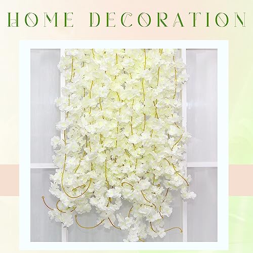 Nuenen 16 Pack 94.4ft Artificial Cherry Blossom Vines Cherry Blossom Flower Garland Hanging Silk Cute Room Decor for Japanese Kawaii Bedroom Party Wedding Spring Home Decorations (White) - color: White