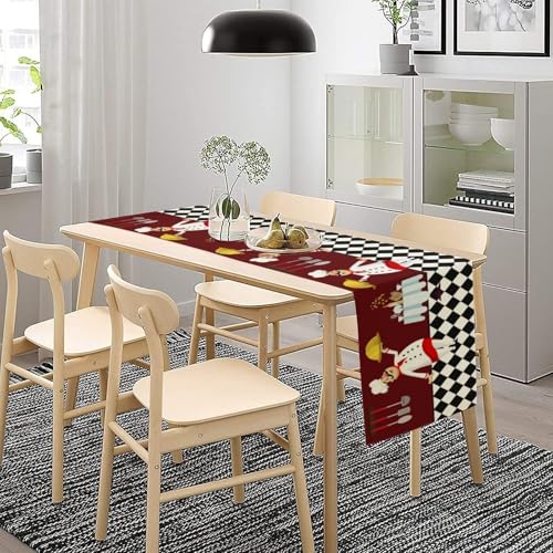 Chef Table Runner,Cartoon Cute Fat Chef Cooking Theme Table Cloth for Home Kitchen Dining Party Indoor Outdoor Decoration 13x36 Inch - color: Kitchen-1, size: 13x36in