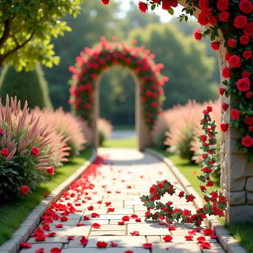 Red Artificial Flower Garland,Peony Vine Flowers Garland Hanging Silk Plants for Wedding,Vine Flowers Hanging Strings for Wedding Arch Table Wall Backdrop Party Decor Artificial Plants and Flowers
