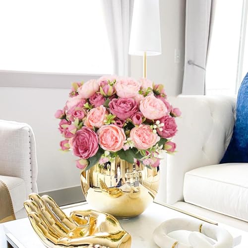 Artificial Peonies Silk Flowers, Faux Peony Bouquet 8PCS Florals Arrangements Decor for Farmhouse Home Boho Wedding Table Centerpiece, Fake Plastic Flowers Bulk for Vase Decoration (New MixPink, 8PCS) - color: New Mix Pink, size: 8PCS