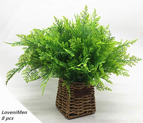 Artificial Fern Shrubs, Fake Plastic Persian Green Leaves Plants Greenery Grass Simulation Bushes Outdoor Indoor Home Garden Verandah Parterre Table Centerpieces Arrangements Decoration 8 pcs - color: Fern Leaves / 8pcs