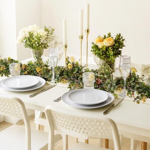 RECUTMS Artificial Eucalyptus Leaves Greenery Garland 2Pack 5FT Hanging | With Yellow Grape Berries, Faux Vine, For Indoor Outdoor, Home Garden Office Door Stairs, Wedding Arch Party Decor - color: Grape Vine Yellow