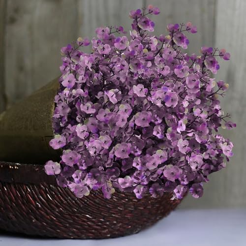 Yastouay 15 Pcs Fake Flowers Artificial Flowers, Real Touch Silk Flowers Faux Flowers for Decorations, Lavender Purple Babys Breath Artificial Flowers Bulk for Spring Summer Decor Floral Arrangement - color: Lavender Purple, size: 15 Pcs