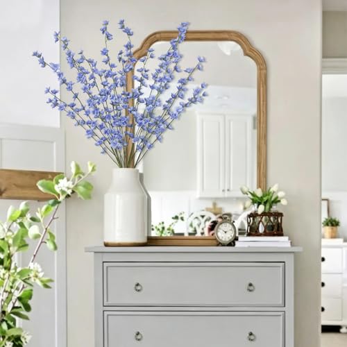 6 Pcs Artificial Forsythia Branches Fake Wildflowers Blue 41" Silk Flowers with Long Stems Faux Spring Flowers for Tall Vase Indoor Home Decor Dining Table Centerpieces Party Wedding Outdoor - color: Blue