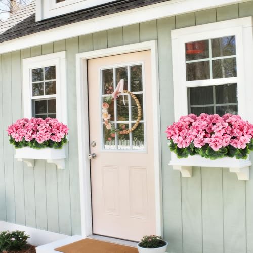 2 Pcs Artificial Geraniums for Outdoor Silk Geranium Flowers Pink Artificial Geranium Bush Faux Flowers Geraniums Branch for Garden Patio Grave Cemetary Vase Table Centerpiece Indoor Decor - color: Pink 1