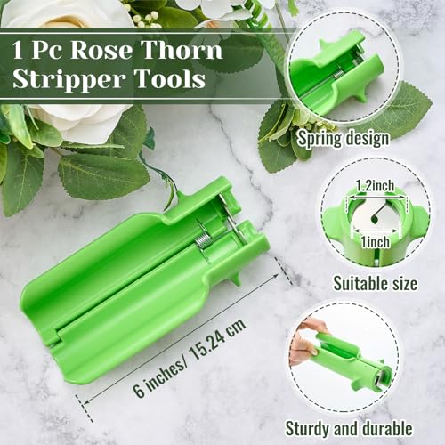 9 Pcs Rose Thorn Remover Set Include 1 Flower Thorn Stripper Tool 5 Floral Tape 1 Flower Scissor 1 Curve Gardening Scissors 1 Pair Gardening Gloves for Valentine Women Mother Gift (Green) - color: Green