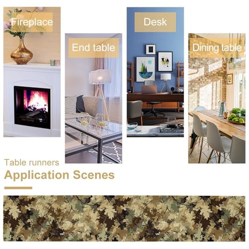 Camo Table Runner Forest Camouflage Hunting Themed Art Printed Burlap Runner for Home Kitchen Dining Table Living Room Decor Fabric 1 Panel W13xL36in - color: Camo-5, size: 13"W x 36"H