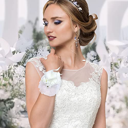 White Wrist Corsage and Men Boutonniere Set Artificial Calla Lily Bridesmaid Wrist Corsage and Groomsmen Boutonniere for Wedding Ceremony Anniversary Party Prom (1) - color: Corsage and Boutonniere