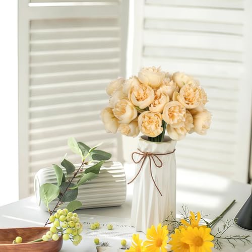 IPOPU Ranunculus Artificial Flowers Peonies Flowers 18 PCS Silk Artificial Peonies Faux Ranunculus for for DIY Wedding Bouquet Bridal Shower Filler Flowers Décor(Champagne) - color: Champagne