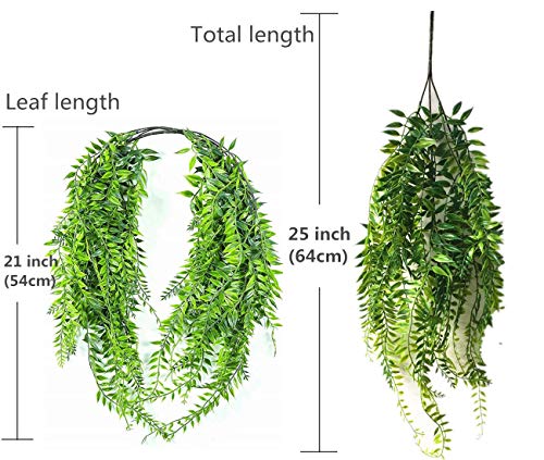 Artificial Hanging Vine, Weeping Willow Plastic Plants Greenery Leaves Fake Plant Faux Ivy Garland UV Resistant for Indoor Outdoor Garden Door Wall Baskets Wedding Party Table Decor Decoration - 6 Pcs - color: Hanging Vine Willow 6pcs