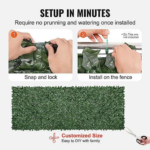VEVOR Artificial Ivy Privacy Fence Screen, 59 x 158 in Faux Ivy Vine Leaf Hedges Fence, Greenery Privacy Fence with Mesh Cloth Backing, Green Wall Decoration for Outdoor Garden, Yard, Balcony - color: Ivy with Green Mesh Backing, size: 59 x 158 inch