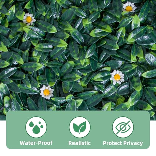 Takywep 12 Pack 20 x 20 Inch Artificial Grass Wall Panels,PE Fake Greenery Privacy Fence for Indoor and Outdoor Decor