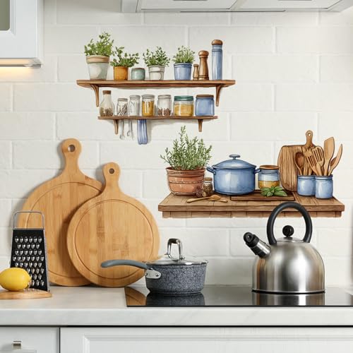 Kitchen Wall Stickers Peel and Stick Dining Room Wall Decals Removable Vinyl Waterproof Kitchen Utensils Wall Decor for Home Office School Kitchen Dining Room Coffee Shop - style: Kitchen Utensils