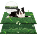 HQ4US 4LEGS Artificial Grass, Dog Pee Grass Pads for Dogs Potty, 2PCS Odor Free Fake Grass for Dogs Large 32’’×22’’ with Countless Drainage Holes, Dog Potty Grass Hemmed Edge Realistic - size: L - 32'' x 22'' for Dog＜ 28" Length
