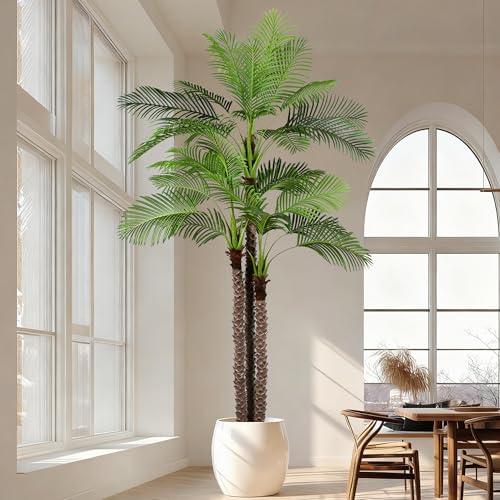 10FT Artificial Palm Tree - Tall Fake Palm Tree with 36 Lifelike Leaves & Realistic Trunk, 120" Large Faux Tropical Phoenix Palm Plant for Home Living Room Poolside Office Hotel Mall Decor - size: 10ft